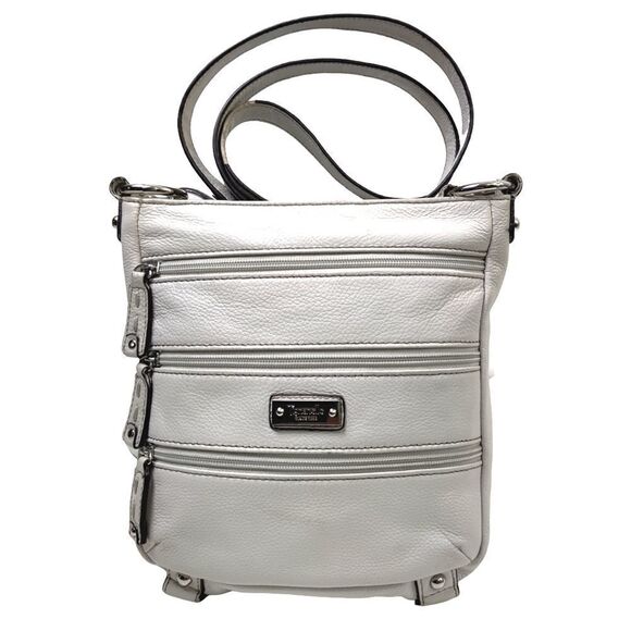 Tignanello CREAM OFF WHITE GENUINE LEATHER CROSSBODY BOHO SHOULDER BAG HANDBAG - Picture 1 of 12